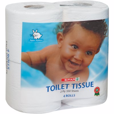 SPAR TOILET TISSUE WHITE 2 PLY 4'S