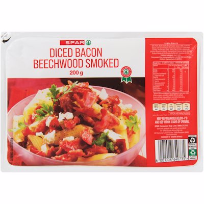 SPAR DICED BACON BEECHWOOD SMOKED 200GR