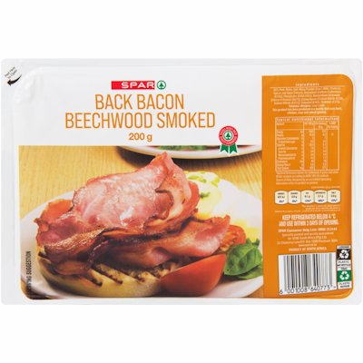 SPAR BACK BACON BEECHWOOD SMOKED 200GR