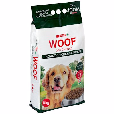 SPAR WOOF CHUNKS ROAST CHICKEN FLAVOUR 8KG