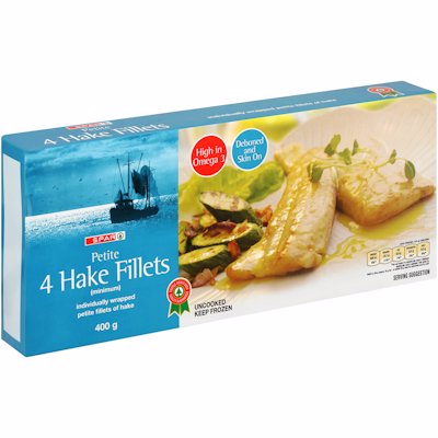 SPAR PETITE 4 HAKE FILLETS 400GR