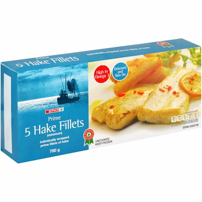 SPAR PRIME 5 HAKE FILLETS 700GR