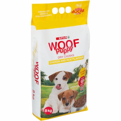 SPAR WOOF PUPPY CHICKEN & RICE FLAVOUR 8KG