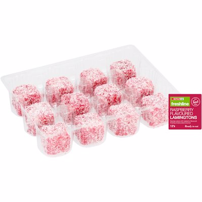 FRESHLINE LAMINGTONS RASPBERRY 12'S