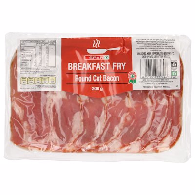 SPAR BREAKFAST FRY ROUND CUT BACON 200GR