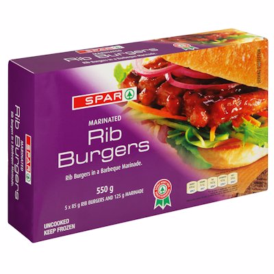 SPAR RIB BURGER BARBEQUE 550G