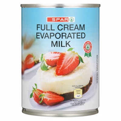 SPAR EVAPORATED FULL CREAM MILK 400GR