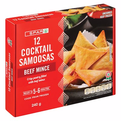 SPAR COCKTAIL SAMOOSAS BEEF MINCE 12'S