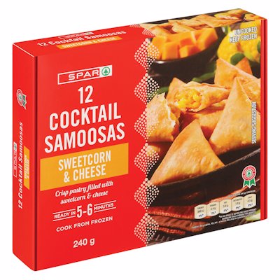 SPAR COCKTAIL SAMOOSAS CHEESE & SWEETCORN 12'S