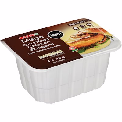 SPAR MEGA CRUMBED CHICKEN BURGERS 460GR