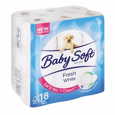 BABYSOFT TOILET TISSUE WHITE 2 PLY 18'S