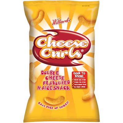 WILLARDS CHEESE CURLS DOUBLE CHEESE FLAVOUR 150G