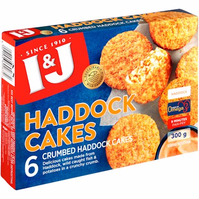 I & J CRUMBED HADDOCK CAKES 300GR