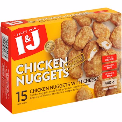 I & J CHICKEN NUGGETS CHEESE 400GR