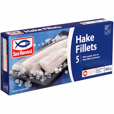 SEA HARVEST 6 HAKE FILLETS 800G