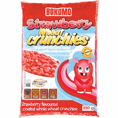 BOKOMO STRAWBERRY FLAVOUR WHEAT CRUNCHIES 350G