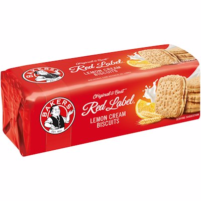 BAKERS RED LABEL LEMON CREAMS BISCUITS 200GR