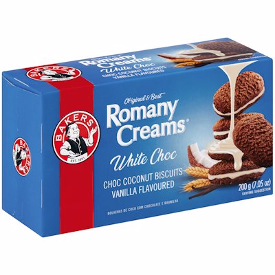 BAKERS ROMANY CREAMS WHITE CHOC COCONUT 200GR