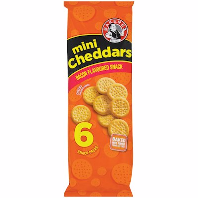 BAKERS MINI CHEDDARS BACON 198GR