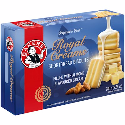 BAKERS ROYAL CREAMS SHORTBREAD BISCUITS 280GR