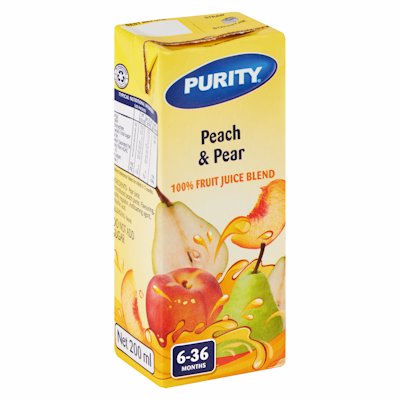 PURITY PEACH & PEAR 100% FRUIT JUICE BLEND 200ML