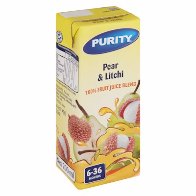 PURITY PEAR & LITCHI 100% FRUIT JUICE BLEND 200ML