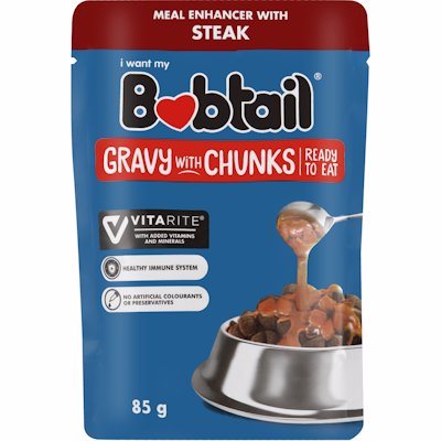 BOBTAIL GRAVY WITH CHUNKS STEAK FLAVOUR 85GR