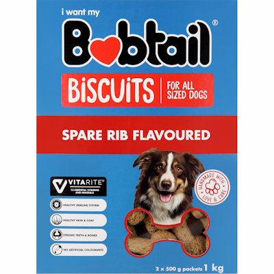 BOBTAIL SPARE RIB FLAVOUR DOG BISCUITS 1KG