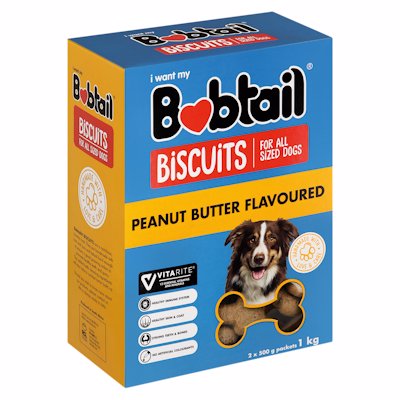 BOBTAIL DOG BISCUITS PEANUT BUTTER FLAVOUR 1KG