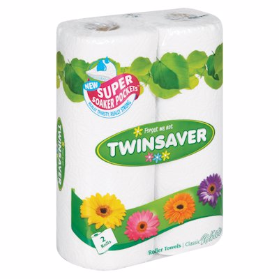 TWINSAVER ROLLER TOWEL WHITE 2'S