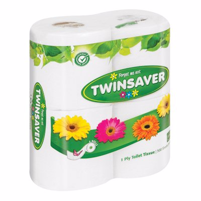 TWINSAVER TOILET TISSUE WHITE 1 PLY 4'S