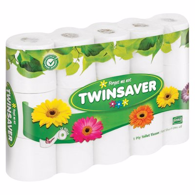 TWINSAVER TOILET TISSUE WHITE 1 PLY 15'S