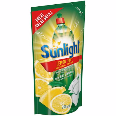 SUNLIGHT DISH WASHING LIQUID POUCH REGULAR 750ML