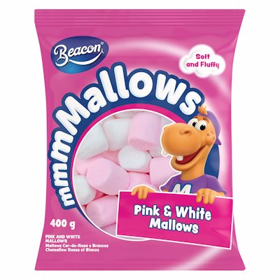 BEACON PINK & WHITE MARSHMALLOWS 400G