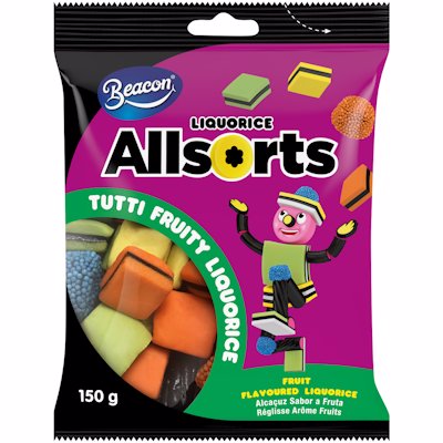 BEACON TUTTI FRUITY LIQUORICE ALLSORTS 150G