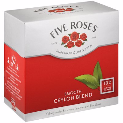 FIVE ROSES TAGLESS TEA BAGS 100'S