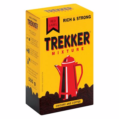 TREKKER RED LABEL GROUND COFFEE & CHICORY 500GR