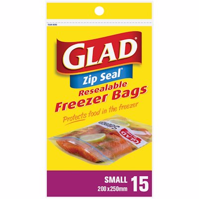 GLAD ZIP SEAL FREEZER BAGS SMALL 15'S