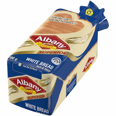 ALBANY SUPER WHITE SLICED. 700GR