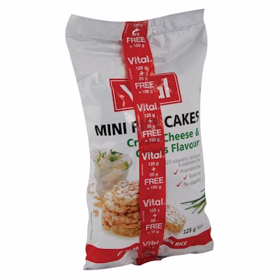 VITAL MINI RICE CAKES CHEESE & CHIVES FLAV 125GR