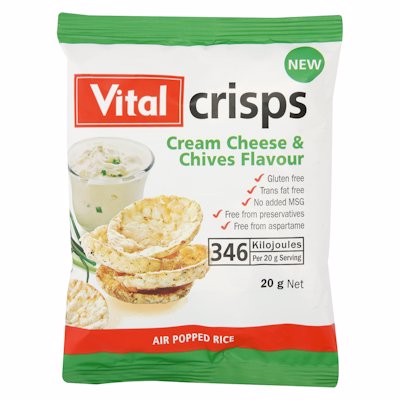 VITAL CRISPS CREAM CHEESE & CHIVES 20GR