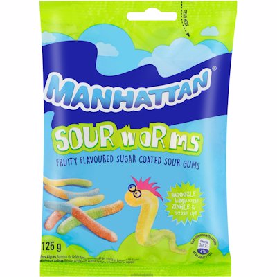 MANHATTAN SOUR WORMS 125G