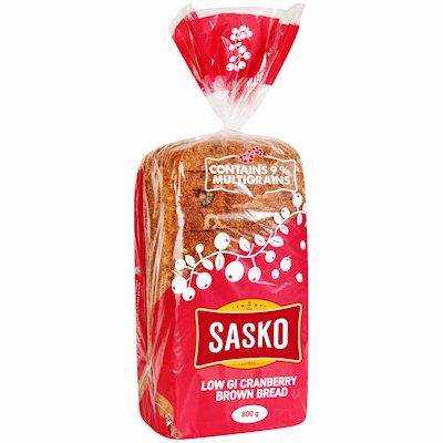 SASKO SLICED CRANBERRY BROWN BREAD 800GR