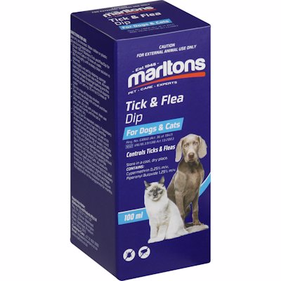 MARLTONS TICK & FLEA DIP FOR DOGS & CATS 100ML