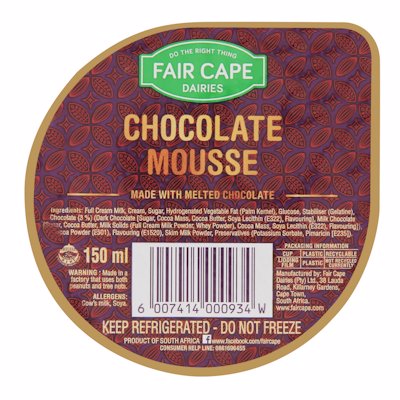 FAIR CAPE CHOCOLATE MOUSSE 150G