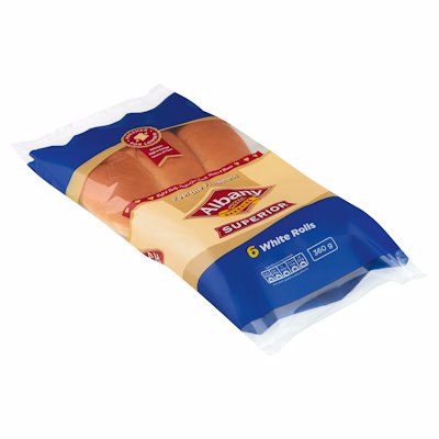 ALBANY SUPERIOR WHITE BREAD ROLLS 6 PACK 360GR