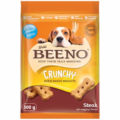 BEENO DOG BISCUITS STEAK FLAVOUR SMALL 300GR