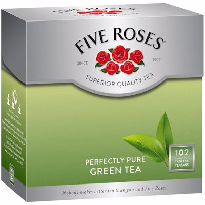 FIVE ROSES GREEN TAGLESS TEA BAGS 102'S