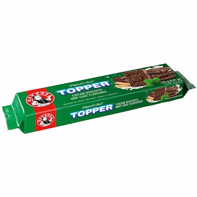 BAKERS TOPPER CHOC MINT FLAVOURED BISCUIT 125GR