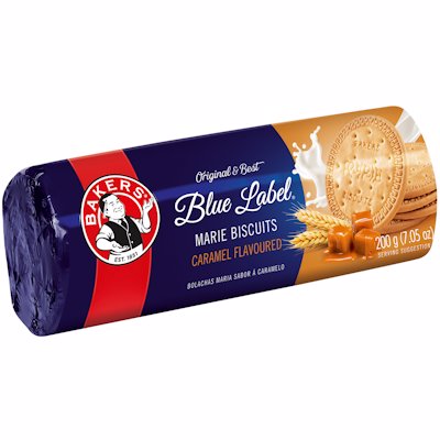 BAKERS BLUE LABEL MARIE CARAMEL BISCUITS 200GR